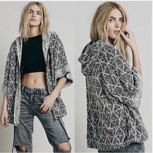 Free People Santa Fe Jacquard Kimono Hoodie Full Zip Oversized Size Small NWT